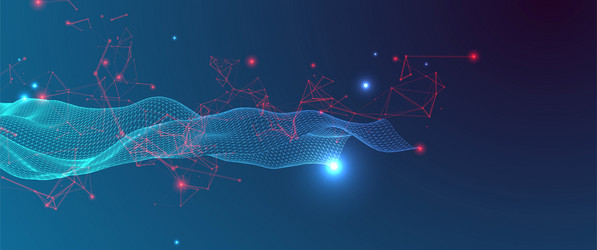 polygonal science background with connecting dots vector image