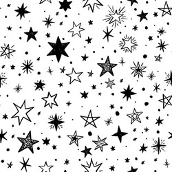 Seamless pattern with handdrawn stars Royalty Free Vector