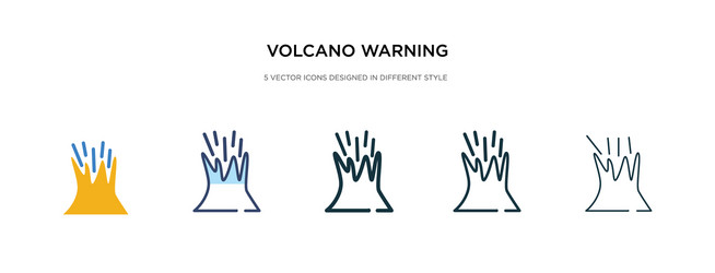 Volcano warning icon in different style two vector