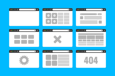 web browser window pages layout with toolbar vector