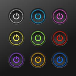 Colorful Power Button on Dark Background vector image