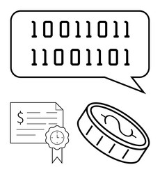 digital economy binary code in speech bubble vector image