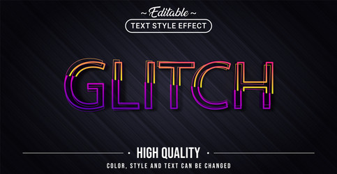 editable text style effect - lines glitch vector image