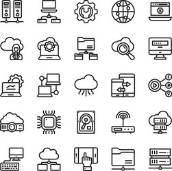 network and cloud computing line icons vector image