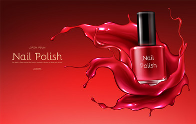 Red nail polish realistic promo banner vector