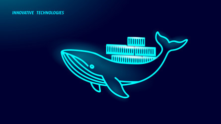 whale and container computer docker developer app vector image