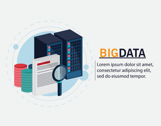 Big data center base and web hosting icon set vector