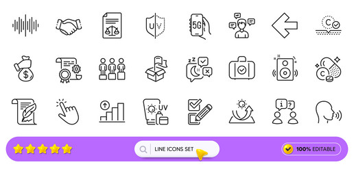 bribe interview and cursor line icons for web app vector image