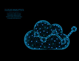 cloud analytics low poly model data analysis vector image