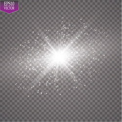 Glow light effect starburst with sparkles vector