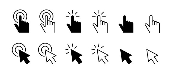 Hand Cursor Icons - Click & Pointer vector image