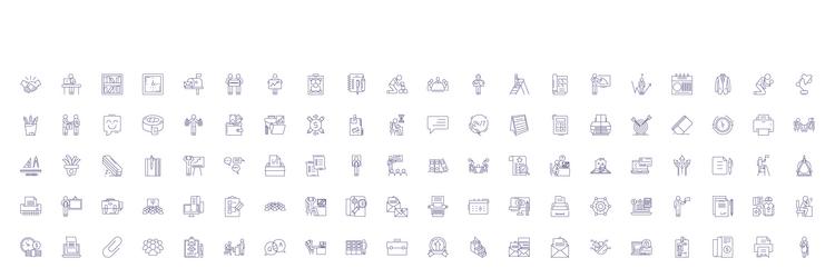 office workflow line icons signs set design vector image