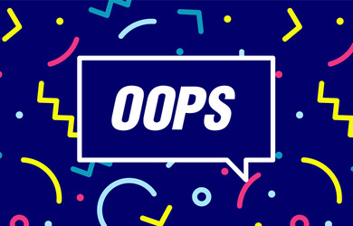oops in design banner template for web vector image