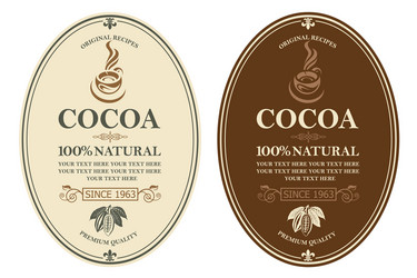 set cocoa labels vector image