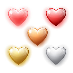 set of different heart shapes on white background vector image