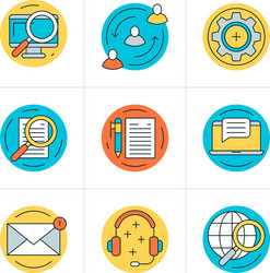 thin line icon set flat style icons for website vector image