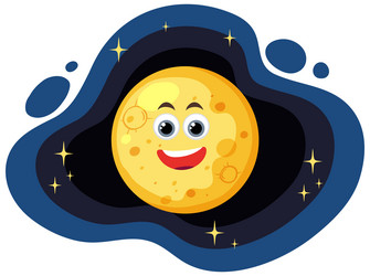 cartoon moon planet with facial expression vector