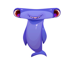 cartoon underwater font hammerhead shark letter t Vector Image