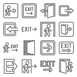 exit icons set on white background line style vector