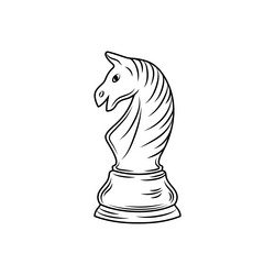 hand-drawn sketch of knight chess piece on a white vector