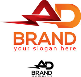 letter a and d with lightning on white background vector image