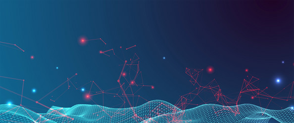 polygonal science background with connecting dots vector image