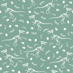 seamless pattern with dinosaur skeleton vector image