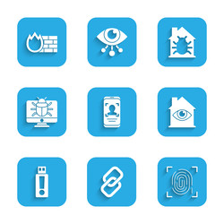 set mobile and face recognition chain link vector image