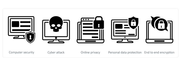 a set of 5 security icons as computer vector image