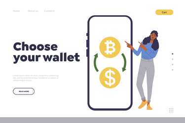 choose your wallet concept for landing page design vector