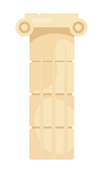 Classical greek column semi flat color object vector