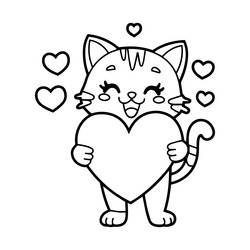 cute cartoon cat holding a heart perfect Vector Image