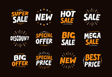 Set colorful labels for sale shopping vector