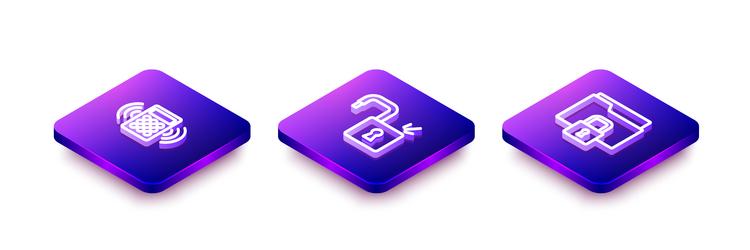 set isometric line security keypad access panel vector image