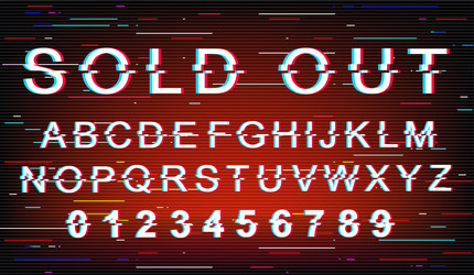 sold out glitch font template retro futuristic vector