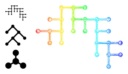 spectral gradient linear mesh binary circuit icon vector image
