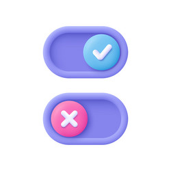 Toggle Switch Buttons - On/Off with Checkmarks vector image