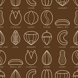 flat linear icons of different nuts seamless vector image
