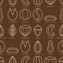 flat linear icons of different nuts seamless vector