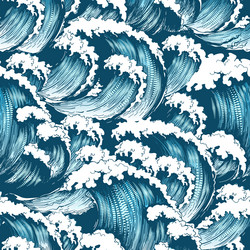 Sea waves sketch pattern Royalty Free Vector Image