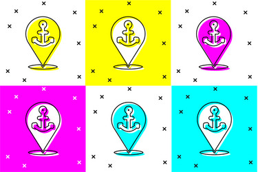 set map pointer with anchor icon isolated on color vector image