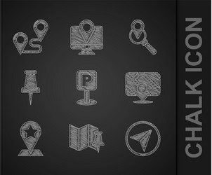 set parking folded map with push pin infographic vector image