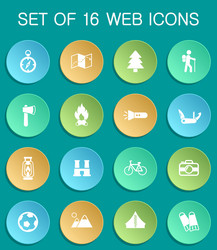 active recreation web icons on colorful round vector image
