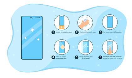 instruction how to put a screen glass protector vector