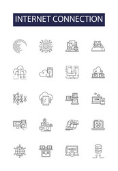 Internet connection line icons and signs vector