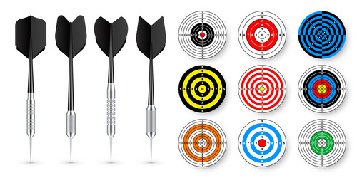 paper targets with dart arrows and shadows vector