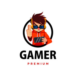 Premium Vector  Gamer boy cartoon logo illustration