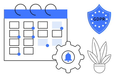 calendar with events gdpr shield notification vector image