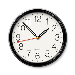 classic round wall clock with black body isolated vector