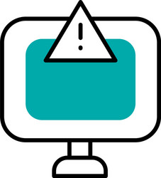 cyber security concept computer with warning sign vector image